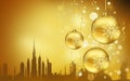 Dubai City Ã¢â¬â¹Ã¢â¬â¹silhouette , Golden Christmas Balls decorations